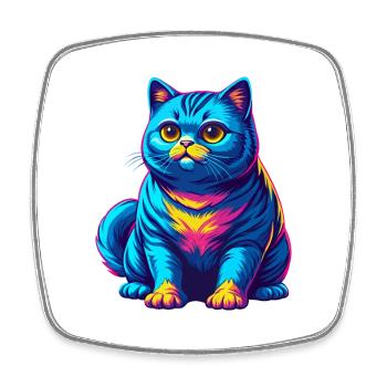 Anglais argent chat race dessin animé Kawaii animal de compagnie - Magnet carré - blanc - Devant