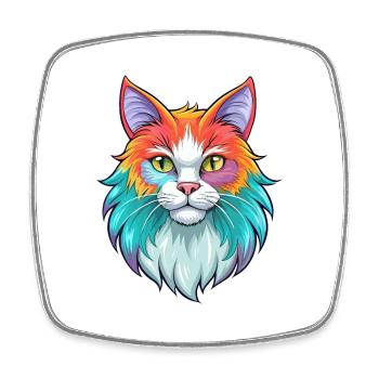 Gingembre Chat à poil long Race Dessin animé Kawaii Animal Pe - Magnet carré - blanc - Devant