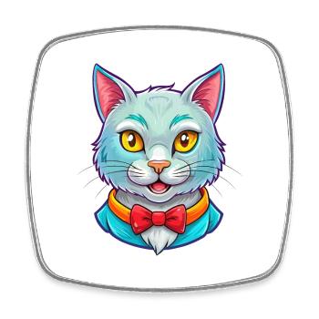 Chartreux Cat Breed Cartoon Kawaii Animal Pet - Square fridge magnet - white - Front