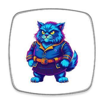 Highlander Chat Race Dessin animé Kawaii Animal Pet - Magnet carré - blanc - Devant
