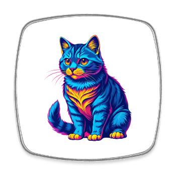 Chat domestique race dessin animé Kawaii Animal de compagnie - Magnet carré - blanc - Devant