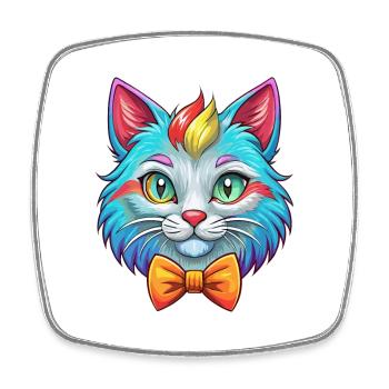 Hantilly Tiffany Chat Race Dessin animé Kawaii Animal P - Magnet carré - blanc - Devant