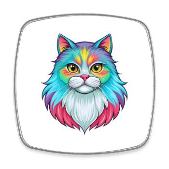 British Longhair Cat Breed Cartoon Kawaii Animal P - Square fridge magnet - white - Front