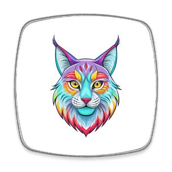 lynx eurasien chat race dessin animé Kawaii animal de compagnie - Magnet carré - blanc - Devant