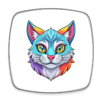 Chypre Chat Race Dessin Animé Kawaii Animal Pet - Magnet carré - blanc - Devant
