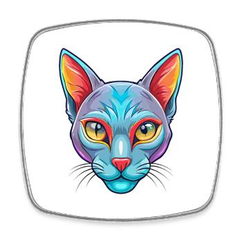 Korat Chat Race Dessin Animé Kawaii Animal Pet - Magnet carré - blanc - Devant