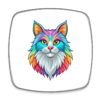 German Longhair Cat Breed Cartoon Kawaii Animal Pe - Square fridge magnet - white - Front