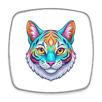 Bengalkatze Rasse Karikatur Kawaii Tier Haustier - Viereckiger Kühlschrankmagnet - Weiß - Vorne