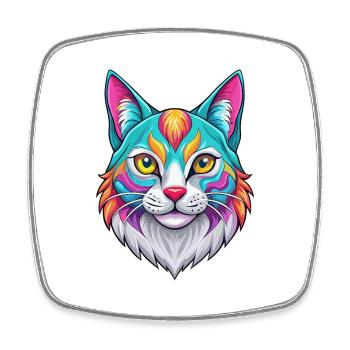 Bobtail américain chat race dessin animé Kawaii Animal P - Magnet carré - blanc - Devant