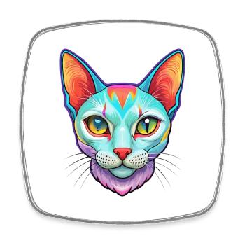 Burmilla Chat Race Dessin animé Kawaii Animal Pet - Magnet carré - blanc - Devant