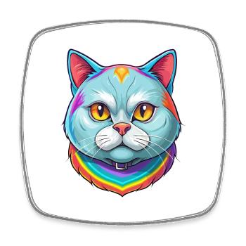 British Shorthair Cat Breed Cartoon Kawaii Animal - Square fridge magnet - white - Front