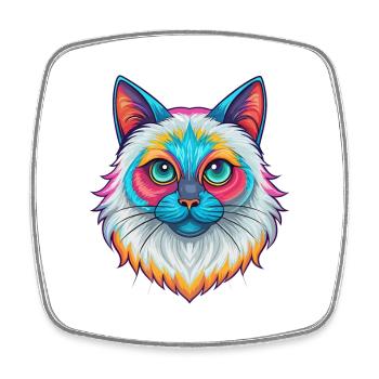 Birma Heilige Katze Rasse Karikatur Kawaii Tier Haustier - Viereckiger Kühlschrankmagnet - Weiß - Vorne