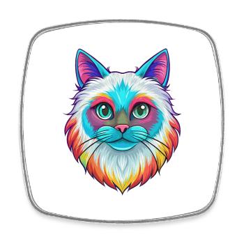 Birma Katze Rasse Karikatur Kawaii Tier Haustier - Viereckiger Kühlschrankmagnet - Weiß - Vorne