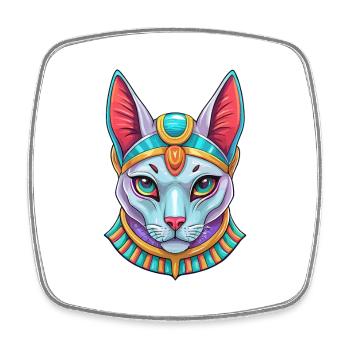 Arabian Egyptian Mau Cat Breed Cartoon Kawaii Anim - Square fridge magnet - white - Front