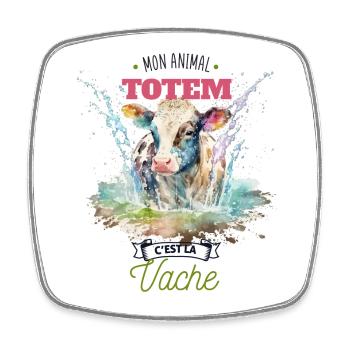 Mon animal totem c'est la vache - Magnet carré - blanc - Devant