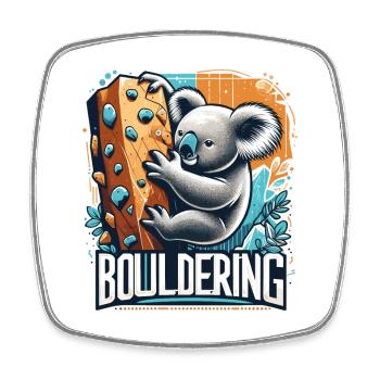 Bouldern Koala Geschenk - Viereckiger Kühlschrankmagnet - Weiß - Vorne