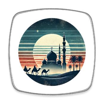 Marrakesch Moschee Stadt Design - Viereckiger Kühlschrankmagnet - Weiß - Vorne