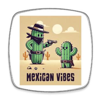 Mexico cactus design - Square fridge magnet - white - Front