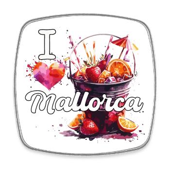 Ich liebe Mallorca Geschenk - Viereckiger Kühlschrankmagnet - Weiß - Vorne