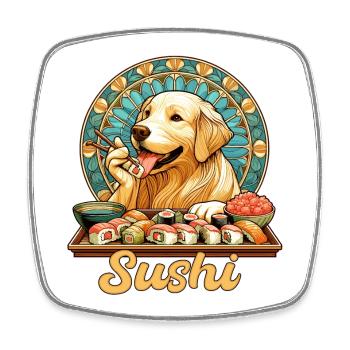Sushi Golden Retriever Maki Geschenk - Viereckiger Kühlschrankmagnet - Weiß - Vorne