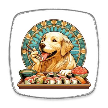 Sushi Golden Retriever Maki Cadeau - Magnet carré - blanc - Devant