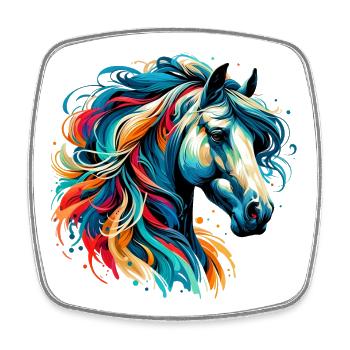 Cheval - Magnet carré - blanc - Devant