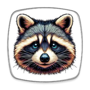 Raccoon - Square fridge magnet - white - Front