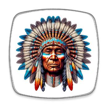 Amerikanisch, Indianer, Amerikaner - Viereckiger Kühlschrankmagnet - Weiß - Vorne