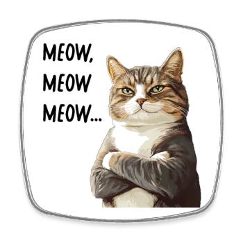 chat meow meow meow - Magnet carré - blanc - Devant