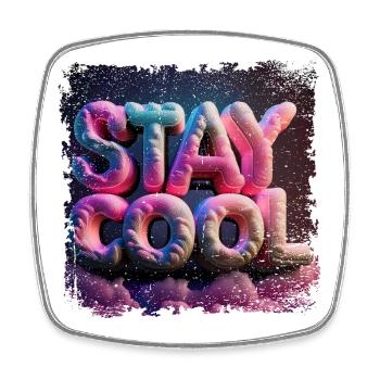 Restez cool texte en 3D - Magnet carré - blanc - Devant