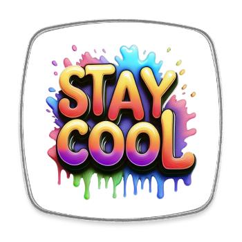 Restez cool texte 3d - Magnet carré - blanc - Devant