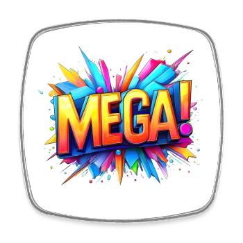 mega 3d text colorful - Square fridge magnet - white - Front