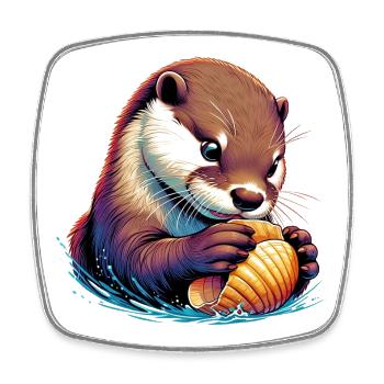 Otter - Square fridge magnet - white - Front