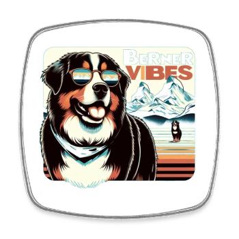 Bernese mountain dog - Square fridge magnet - white - Front