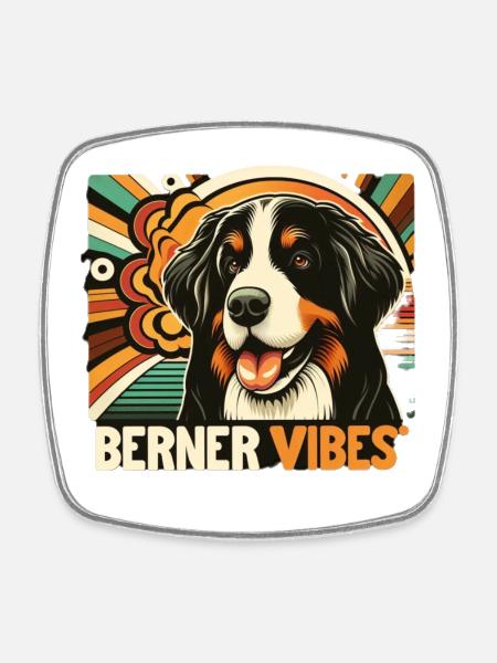 Bernese mountain dog - Square fridge magnet - white