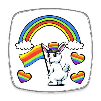 LGBT Hase Regenbogenfahne Regenbogen Herz - Viereckiger Kühlschrankmagnet - Weiß - Vorne