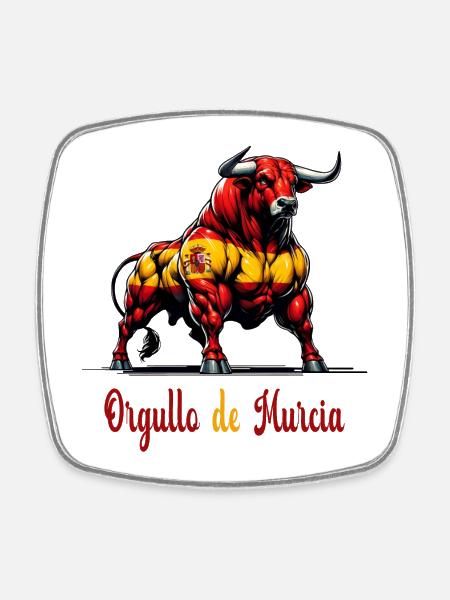 The pride of Murcia flag design - Square fridge magnet - white