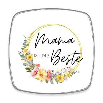 Mama ist die Beste! Blumen, bunt, personalisierbar - Viereckiger Kühlschrankmagnet - Weiß - Vorne