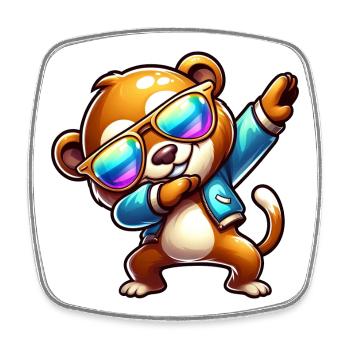 Cool Bear Dabbing Lunettes de soleil Arc-en-ciel - Magnet carré - blanc - Devant