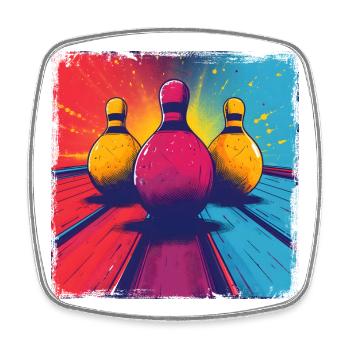 Bowling Cartoon - Viereckiger Kühlschrankmagnet - Weiß - Vorne