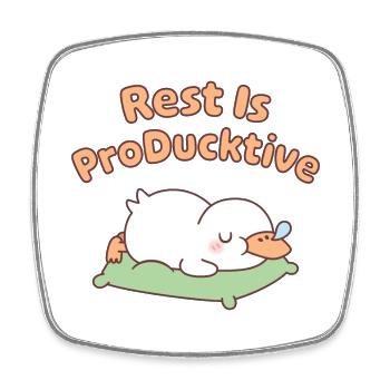 Cute Sleeping Duck Rest est producktive drôle - Magnet carré - blanc - Devant