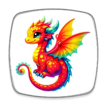 Dragon - Magnet carré - blanc - Devant