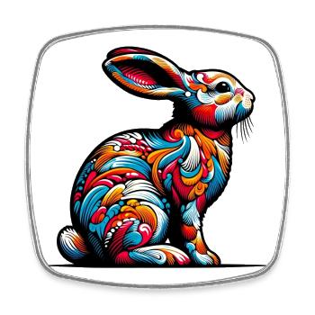 Rabbit - Square fridge magnet - white - Front