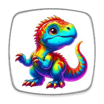 Dinosaurier - Viereckiger Kühlschrankmagnet - Weiß - Vorne