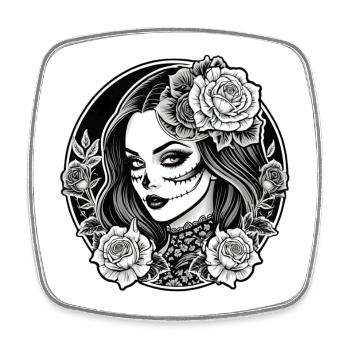 Dia de los Muertos Rose  - Square fridge magnet - white - Front