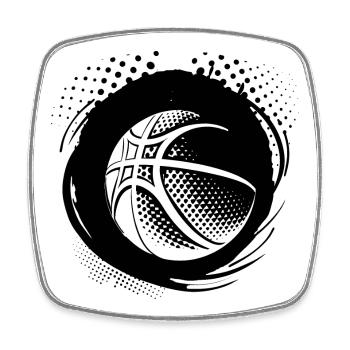 Basketball Ball Zeichnung - Viereckiger Kühlschrankmagnet - Weiß - Vorne