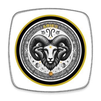 Widder Zodiac Sternzeichen Widder Ornament - Viereckiger Kühlschrankmagnet - Weiß - Vorne