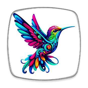Kolibri - Viereckiger Kühlschrankmagnet - Weiß - Vorne