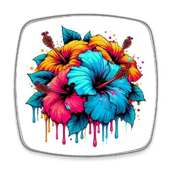 Hibiscus Flowers - Square fridge magnet - white - Front