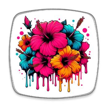 Hibiscus Flowers - Square fridge magnet - white - Front